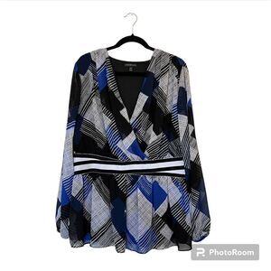 LANE BRYANT V-neck Long Sheer Sleeve Blouse Size 18/20